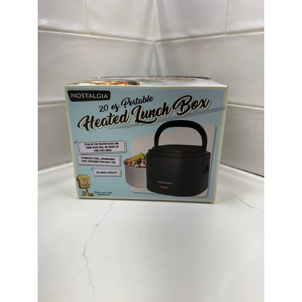 Nostalgia 20 oz. Portable Heated Lunch Box, Black